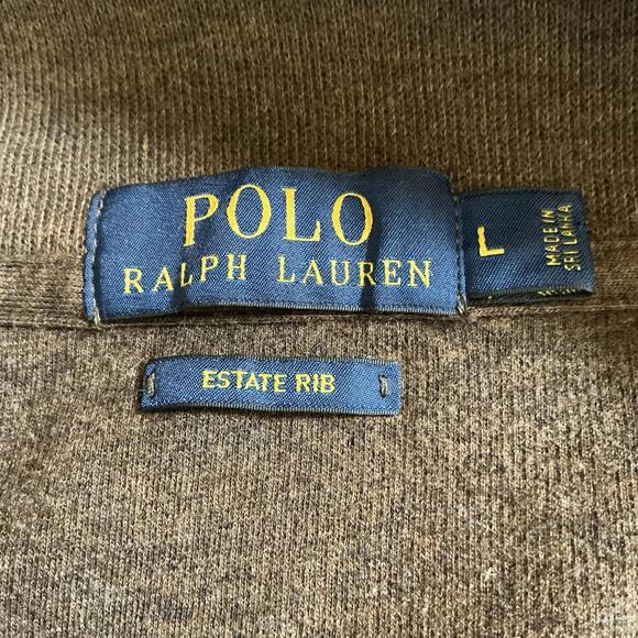 Size L - Polo Ralph Lauren Estate Rib 1/4 Zip Pullover Sweater Brown Mens #49609 - Picture 8 of 11